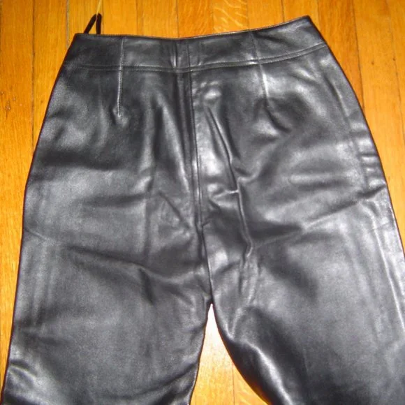 MARGARET GODFREY BLACK LEATHER WIDE LEG PANTS NWT 6